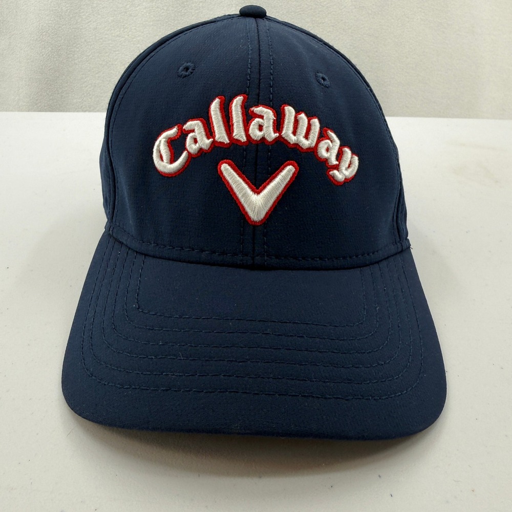 Callaway Golf Hat Mens S/M Navy Blue White Embroidered Performance Baseball Cap